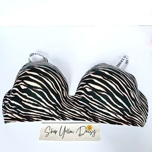 Victoria's Secret Wireless Bra Zebra Animal Print Logo Strap Intimates 38DD